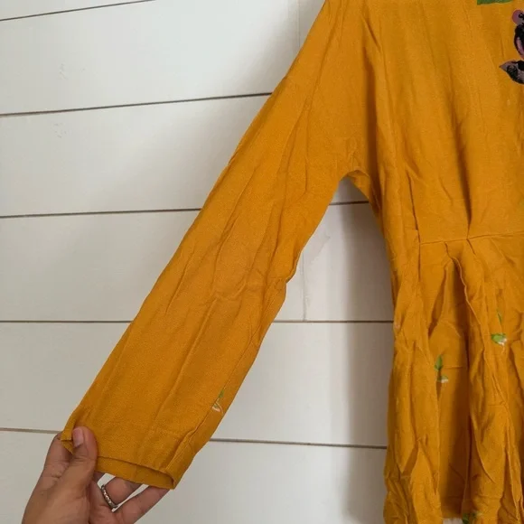 FREE PEOPLE gemma mustard yellow long sleeve tunic mini dress - Picture 5 of 11